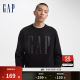 Gap男女装字母印花大logo圆领抓绒卫衣609136简约经典款 黑色 175/96A(L) 亚洲尺码