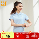 361度运动翻领t恤2025年春夏季新款休闲透气短袖情侣POLO衫 【女款】凝雾蓝 XL