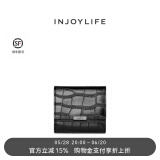 INJOYLIFE钱包女鳄鱼纹真皮折叠优雅短款钱夹女生三折小皮夹 黑色