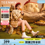 天美意靴子女显瘦商场同款短靴时装靴女靴加绒秋冬BH171DD3 米色 37