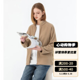 雪中飞摇粒绒立领女春季纯色简约舒适休闲情侣款保暖时尚百搭休闲卫衣 002F暖米色（女） L