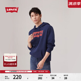Levi's【特价来袭】李维斯情侣同款经典宽松休闲logo套头连帽卫衣 藏蓝色 19622-0007 S