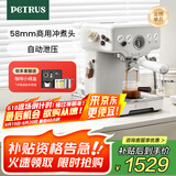 柏翠(petrus)【国家补贴】咖啡机意式浓缩家用小型半自动蒸汽打奶泡 PE3833 海盐小方pro