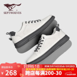 七匹狼（SEPTWOLVES）男鞋百搭鞋子男板鞋男休闲皮鞋男一脚蹬 8313492390 白色 40 