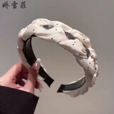 娇雪菲欧根纱满天星碎钻轻奢发箍 白 女发饰洗脸压发头箍带齿防滑女新款