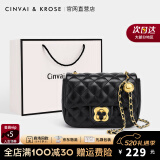 CinvaiKrose官网包包女包轻奢侈链条包斜挎包女士包品牌新款2025小香风单肩包 菱格黑-CK女包生日礼物送女友