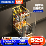 悍高（HIGOLD）拉篮304不锈钢厨房橱柜双层调味篮带阻尼导轨 350柜2层-L系列调味篮