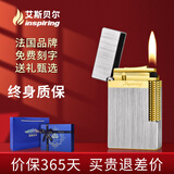 艾斯贝尔（inspiring）男士高端纯黄铜朗声充气打火机高颜值定制刻字高级感男友生日礼物 曼妙丝雨·银金配 套装 1个
