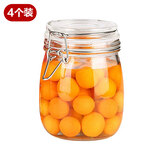 全适无铅玻璃密封罐收纳罐750ml 4个装 透明蜂蜜柠檬储物罐腌制储存罐