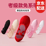铁箭（TIEJIAN）舞蹈鞋女童免系带软底芭蕾猫爪成人儿童练功形体鞋中国舞鞋大码男 红色 28/18cm