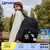 FILA FUSION斐乐潮牌官方背包情侣款双肩包女包大容量电脑包男书包 深黑-BK XS