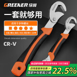 绿林（GREENER）扳手套装工具家用两件套管钳万能活动扳手活口开口多功能卫浴神器
