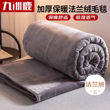 九洲鹿 毛毯加厚法兰绒毯子 秋冬午睡空调毯沙发盖毯灰色200*230cm