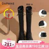 达芙妮（DAPHNE）官方靴子女长筒靴女骑士靴2024年厚底显瘦马丁靴女秋冬款高筒女靴 黑色加绒【薄绒款】 37
