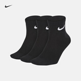 耐克速干训练短袜(3双)冬季支撑柔软舒适NIKE LIGHTWEIGHT SX7677 010黑/(白) M