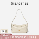 BAGTREE【明星同款】包包树奶盒包新款轻奢品牌单肩斜挎Hobo包包520礼物 皎月白-中号【磁吸拉链款】 520生日礼物送女朋友送老婆