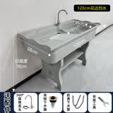 石英石洗衣池一体台盆阳台户外洗手池家用庭院室外洗菜盆农村水槽 灰色花边有挡水120*58*80CM