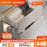 卡贝（cobbe）厨房拉篮橱柜304不锈钢碗碟架抽屉式收纳置物架柜内抽拉双层碗篮