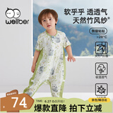 威尔贝鲁（WELLBER）婴儿睡袋1-3岁宝宝前2后2竹棉纱布分腿睡衣儿童夏季 熊猫贴贴L