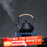 束氏生铁壶烧水壶煮水壶生铁壶日式茶具铸铁壶-螺纹盘旋电陶炉套组