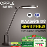 欧普（OPPLE） led护眼台灯儿童学习书桌学生阅读工作宿舍卧室床头护眼灯 元烁黑【国AA级】灯盘直径15cm 调光开关