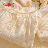 古今（GUJIN）春夏上新睡衣女纯棉泡泡纱家居服可外穿短袖睡裤可爱套头套装L