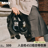 MIO 【赵露思同款】米奥新款甜酷女鞋中跟乐福鞋厚底一脚蹬单鞋 黑色 36