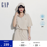 Gap女装夏季凉感透气连帽修身短袖连体衣时尚短裤430392 米色 XS (155/76A)亚洲尺码