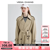 VEGA CHANG风衣外套女2025年春秋新款中长款高级感纯色大衣 摩卡棕 S