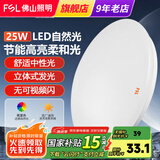 FSL 佛山照明led吸顶灯阳台灯卧室灯厨房厨卫灯玄关过道灯现代简约 全白25W 中性光4000K