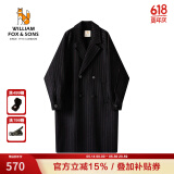 William fox&sons新复古回潮肌理感提花羊毛过膝长款灯笼袖落肩宽松双面呢羊毛大衣 橙条 L /50