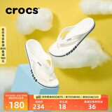 crocs卡骆驰贝雅卡骆班运动拖鞋男鞋女鞋居家夹脚平底人字拖鞋|205393 白/深蓝-126 41 /42(260mm)