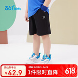 361°儿童短裤夏季男女童3-12岁透气运动裤梭织五分裤 黑 110