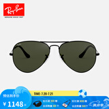 雷朋（RayBan）经典飞行员系列太阳镜男女款防晒墨镜时尚开车出行眼镜0RB3025 L2823黑色镜框绿色镜片 尺寸58