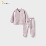 童泰（TONGTAI）宝宝秋衣套装秋冬季纯棉保暖婴儿衣服儿童睡衣家居服紫色90cm