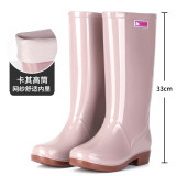 雨鞋女款高筒长筒水鞋防水防滑中筒短筒雨靴加棉保暖厨房工作胶鞋 667高筒/卡其【单鞋】 标准码 38