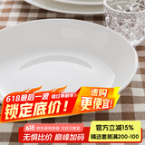 隆达骨瓷陶瓷餐具 纯白盘子 饭盘汤盘骨碟菜盘西餐盘  简约健康家用实用 纯白深盘 2个 7.5英寸