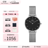 丹尼尔惠灵顿（DanielWellington）dw手表女 简约时尚欧美腕表石英女士手表 生日礼物送女友 28mm女表-黑盘典雅银钢带/DW218