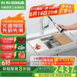 科勒（KOHLER） 厨房手工晶钻水槽多功能台下单槽加厚304不锈钢洗菜盆洗碗盆水池 5540手工单槽+13963T抽拉龙头