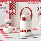 Vanow儿童保温杯 2025新款吸管高颜值杯子食品级316不锈钢水壶水杯