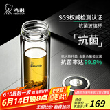 希诺（HEENOOR） 双层玻璃杯男士办公高档送礼礼盒泡茶滤网耐高温大容量商务水杯 升级-抗菌版360ml