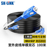 SK-LINK 单模双芯光纤皮线 室外2芯3钢丝成品光纤线尾纤免熔接户外低烟无卤 100米SC接头SWGL2SM-100M(SC)
