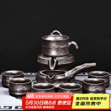 尚言坊紫砂茶具套装自动石磨懒人功夫茶具家用简约茶杯泡茶器套装 2紫砂节节高升8入