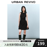 UR2025春季新款女摩登气质褶皱收腰显瘦无袖连衣裙UYY750030 黑色 L