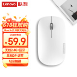 联想（Lenovo）无线蓝牙鼠标充电鼠标轻音鼠标 Air Handle轻音双模鼠标 便携办公鼠标 白