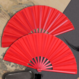 新新精艺太极扇功夫扇响扇红色双面武术表演扇中国红学生儿童舞蹈跳舞扇子