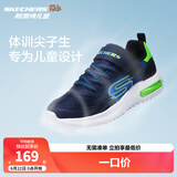 Skechers斯凯奇儿童运动鞋春秋女童魔术贴休闲鞋中大童轻质跑步鞋303601L 403723L海军蓝色/柠檬色/NVLM 33