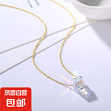 心水款水晶吊坠项链女轻奢小众锁骨链2024年简约冷淡风ins颈链潮 （金色）水晶吊坠项链