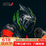 HNJ摩托车头盔男女全盔新3C国标认证四季通用越野机车A1夏季头盔 黑武士（白片)+黑镜片+黑角 均码