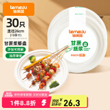 特美居一次性盘子10英寸蛋糕水果纸盘碟加厚可降解餐盘餐具30只装26cm